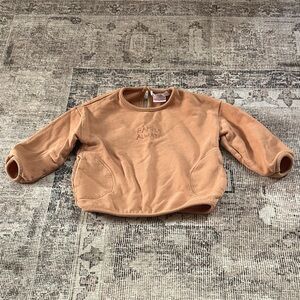 Zara Dusty Peach Baby Crewneck Sweatshirt with Front Pockets